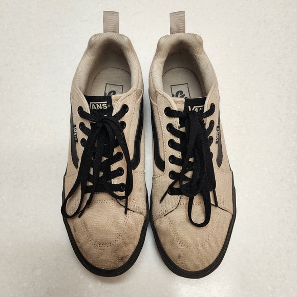 Vans Other - Mens Vans Filmore Beige Taupe Canvas Low-Top Sneakers with Black Accents Size 9